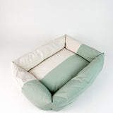 Cama cucha para mascotas color crema y verde